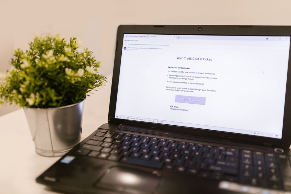 Online banking website open on a laptop